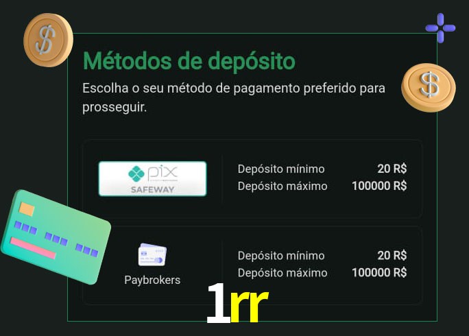 O cassino 1rr oferece uma grande variedade de métodos de pagamento